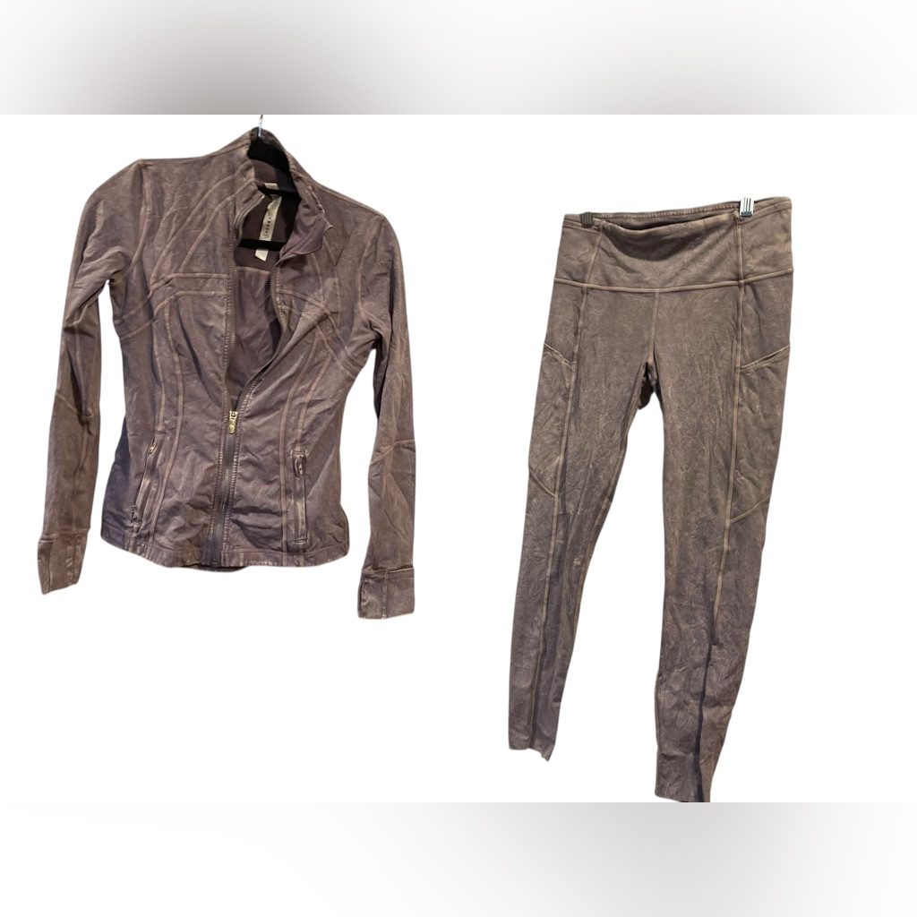 Lululemon Define Jacket And Leggings Set Lavender Ice Dye Size 6